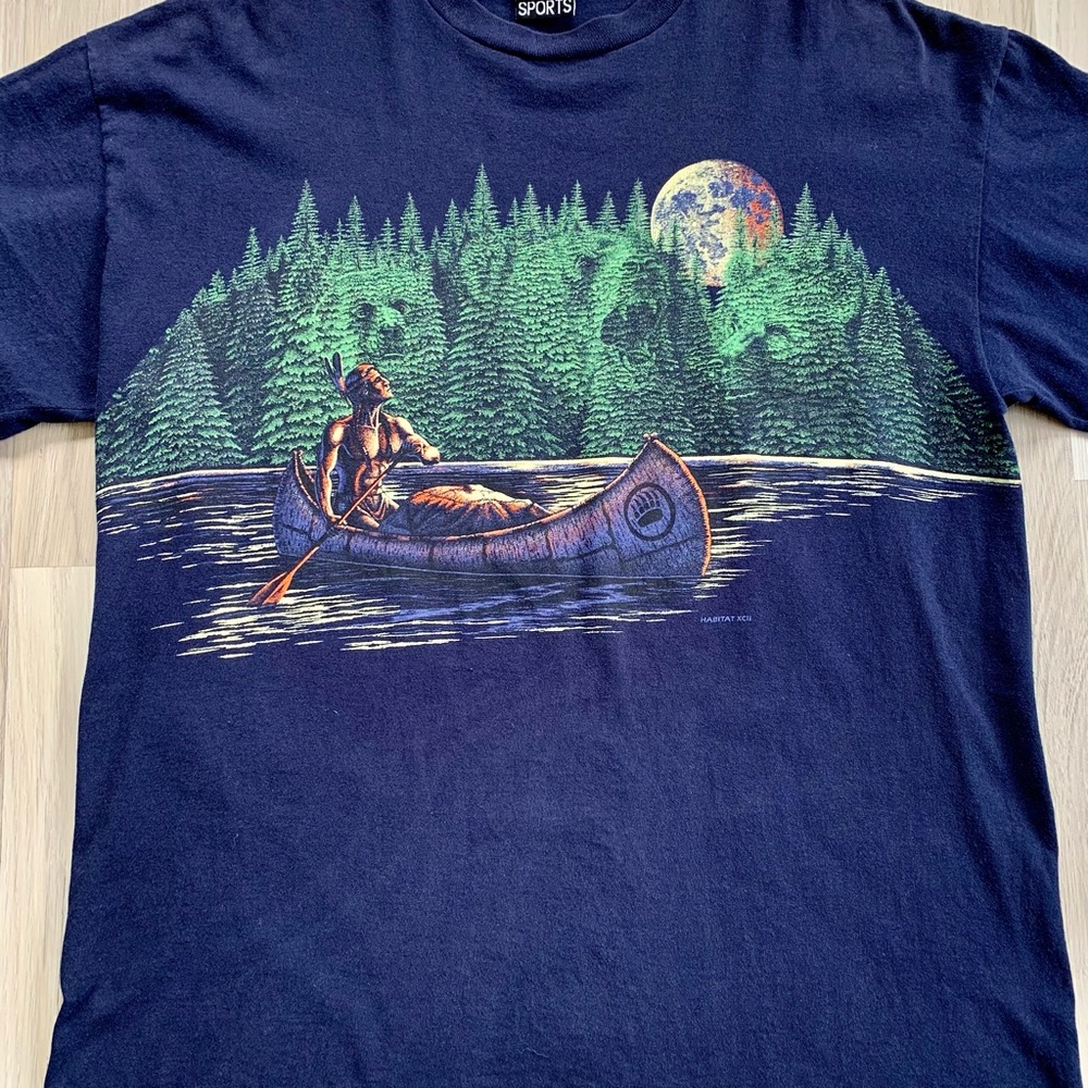 90s Native & Grizzly Bear Habitat Wrap Around Tee - Gem